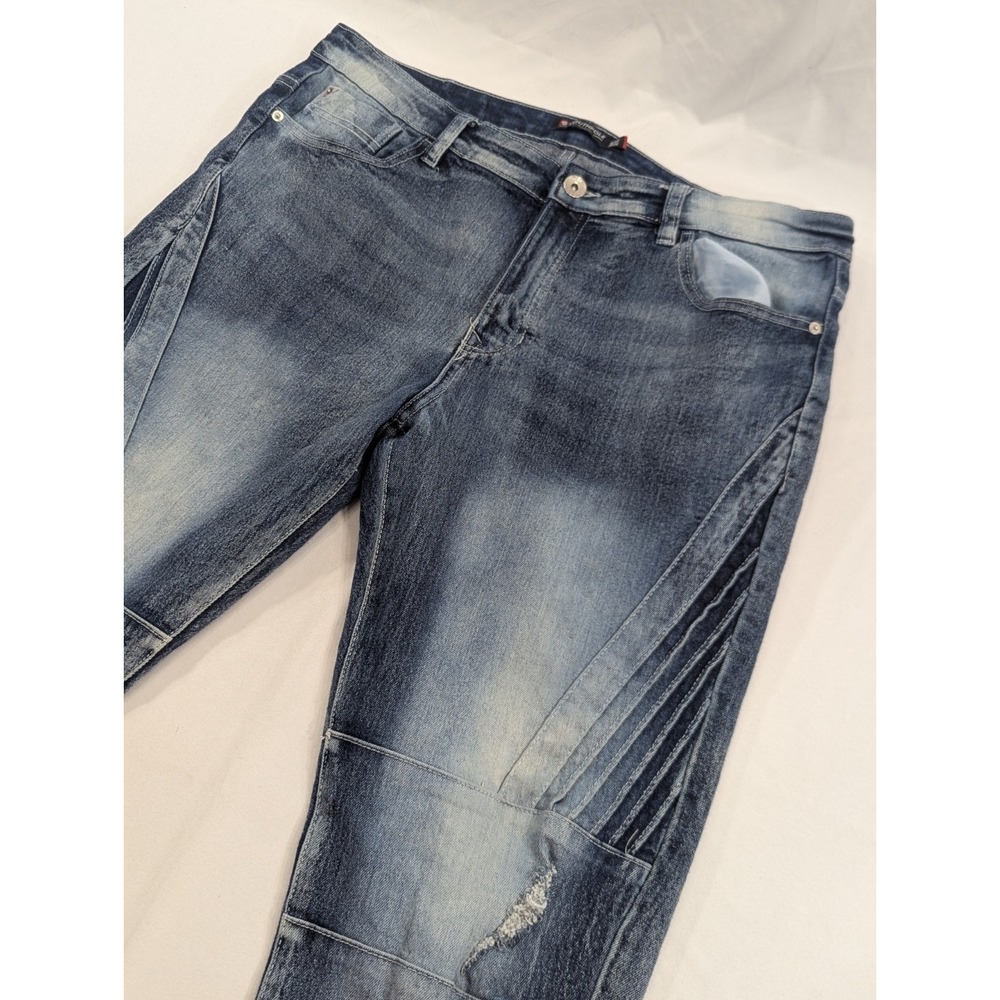 Southpole Jeans 38 X 32 Skinny Acid Wash Destroyed Blue Denim‎ Grunge Streetwear